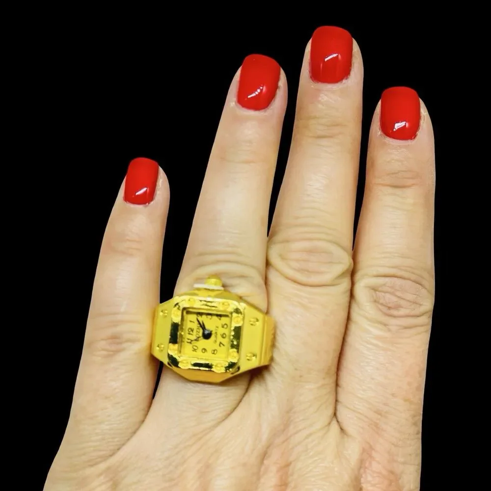 BOZHI Ring Watch Gold Design With Crystals New